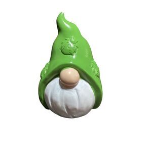 Fairy Garden Gnome Ceramic Statue Figurine 5"‎ Tall Green